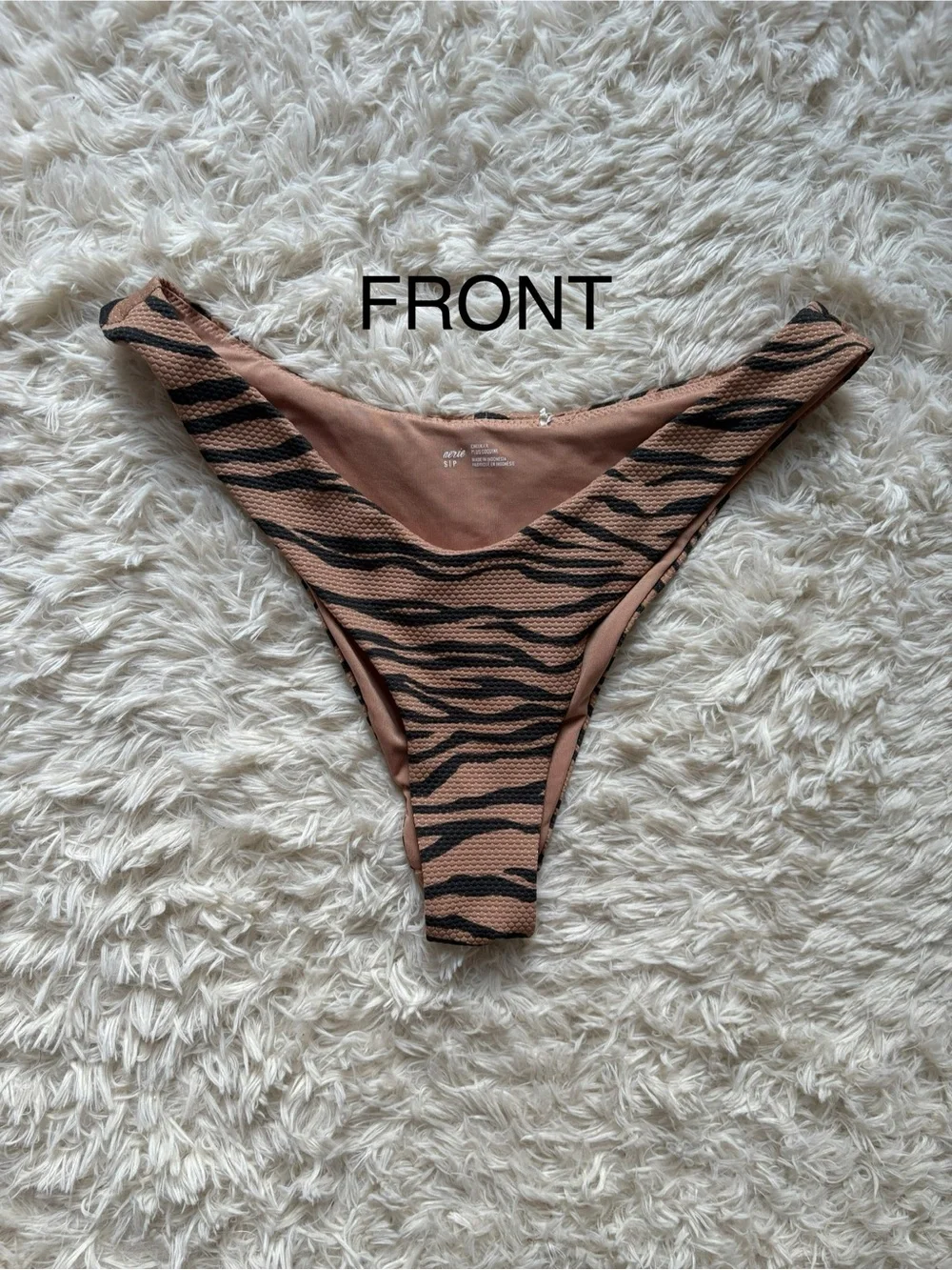 Aerie Rust and Black Zebra-Textured Bikini Bottom
